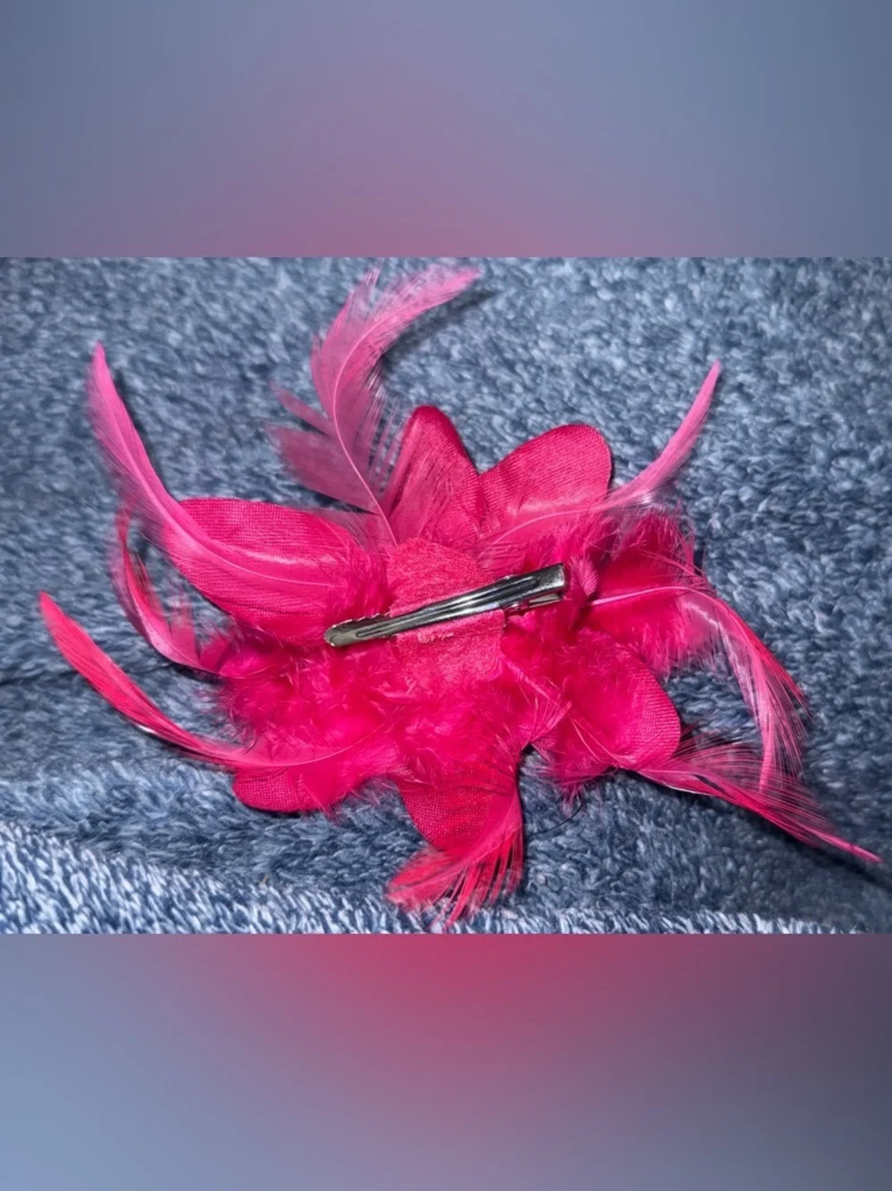 Pink Floral Feather Hair Clip - Women Accessories